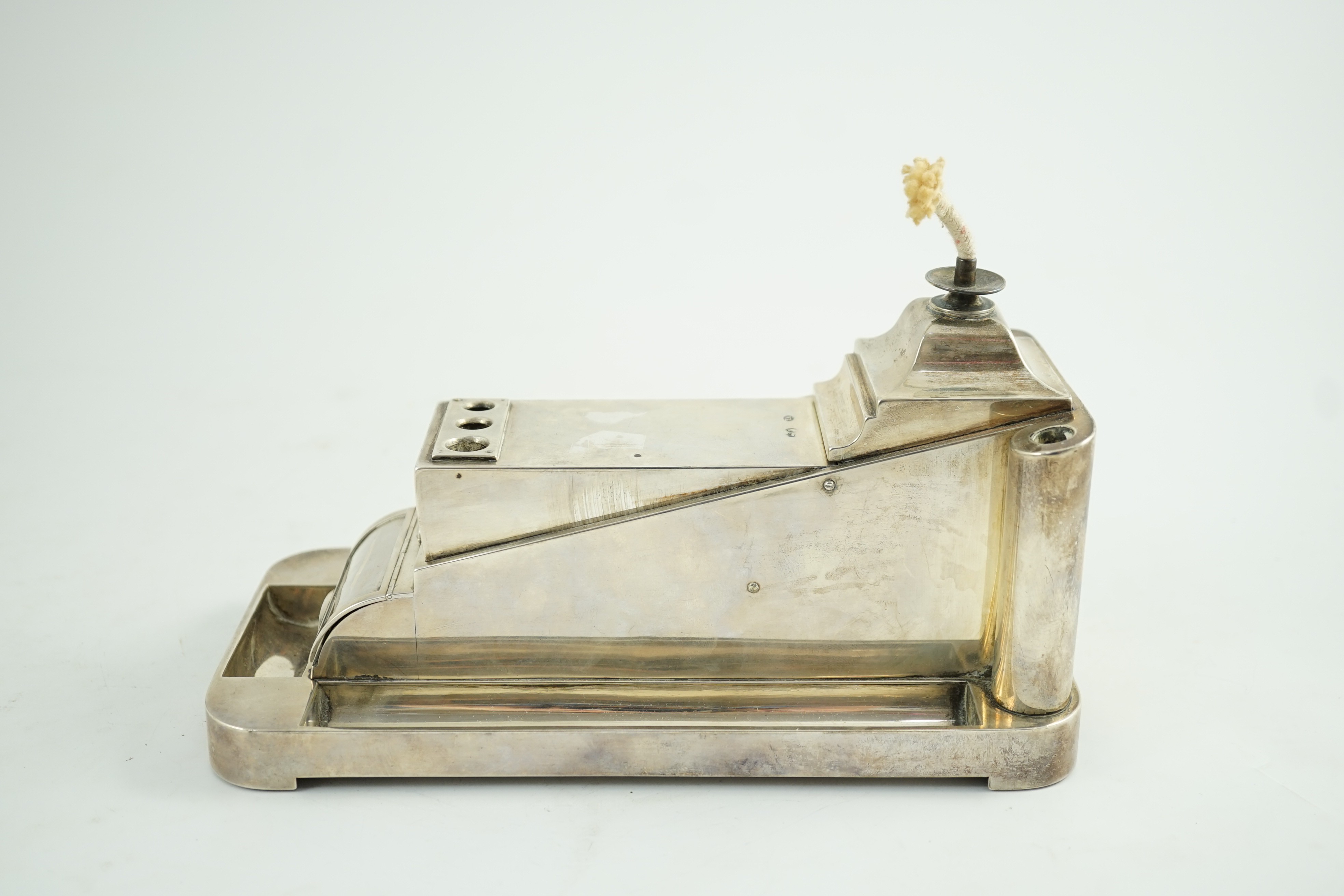 A Victorian silver smoker's compendium by Walter Thornhill